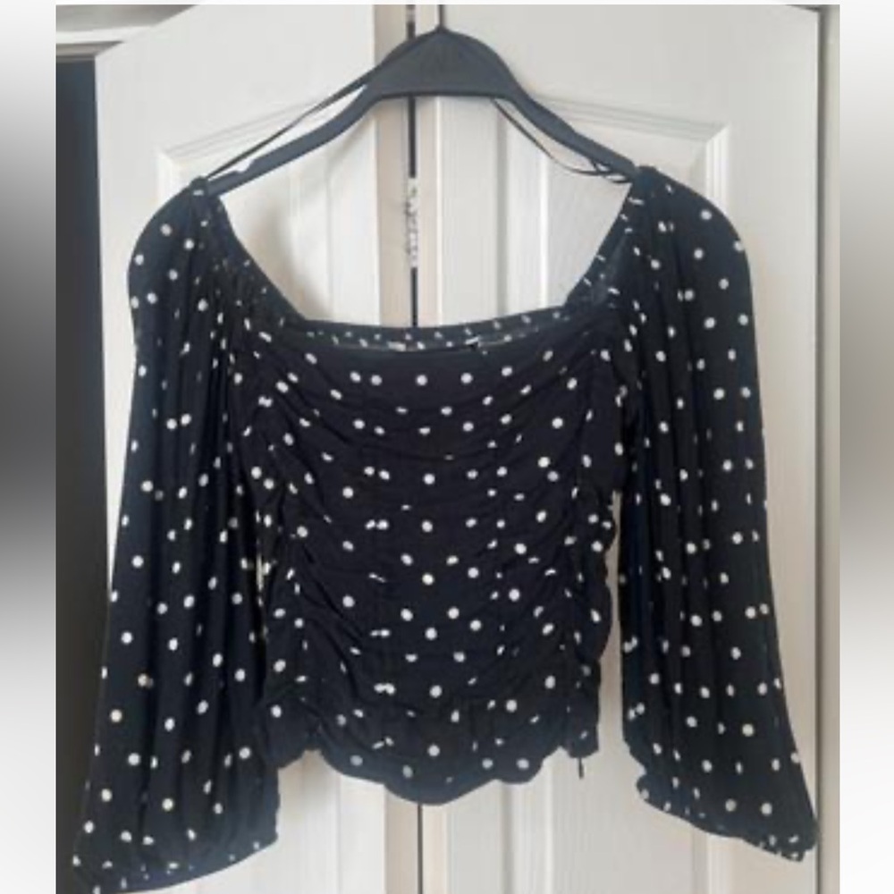 Zara DRAPED POLKA DOT TOP